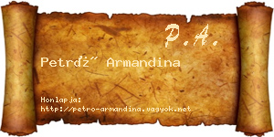 Petró Armandina névjegykártya